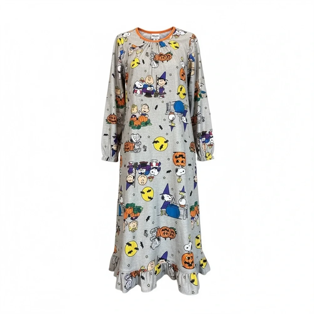 Peanuts Snoopy Halloween Nightgown Kids 8 NWT‎ Flame Resistant with eyelet lace